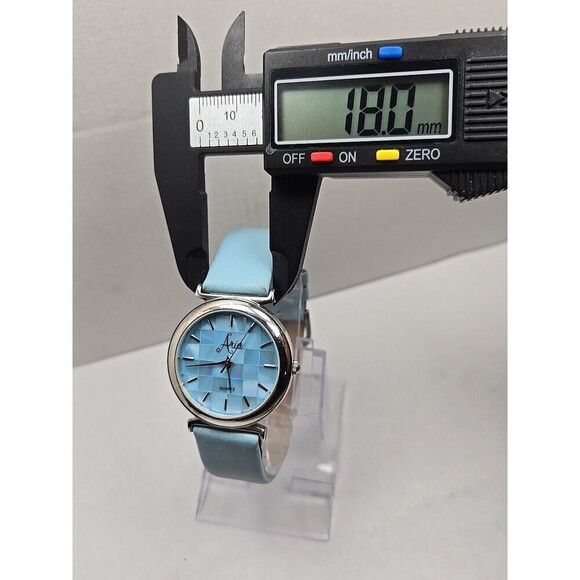 Aria Womens Quartz Watch Sterling Silver Case Blue Mosaic Dial New Battery